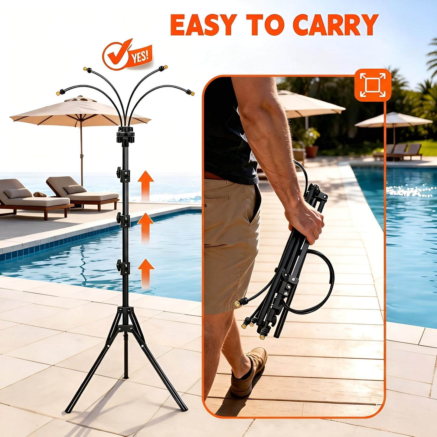 Upgraded Standing Misters for Outside Patio, 6FT