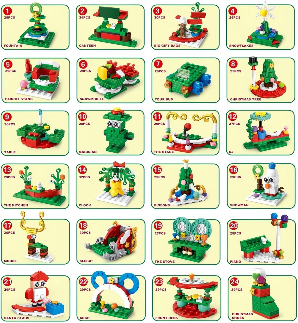 🔥Christmas Sale🎁24 Days Christmas Tree Model Kit Building Block Advent Calendar