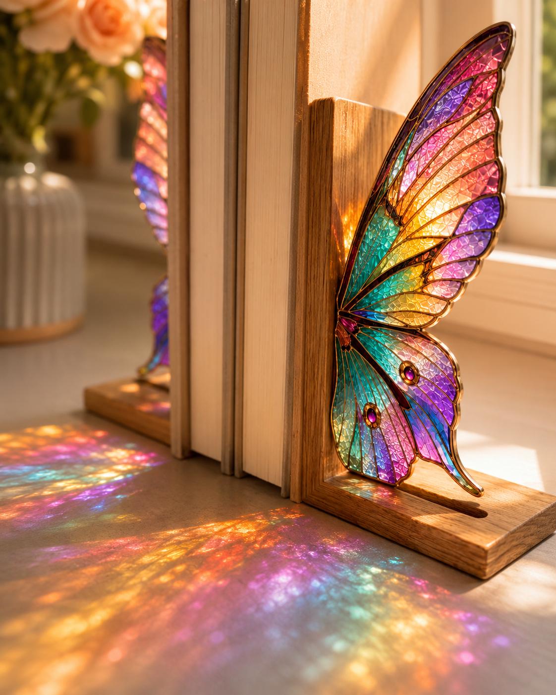 🦋Butterfly Stained Glass Bookends