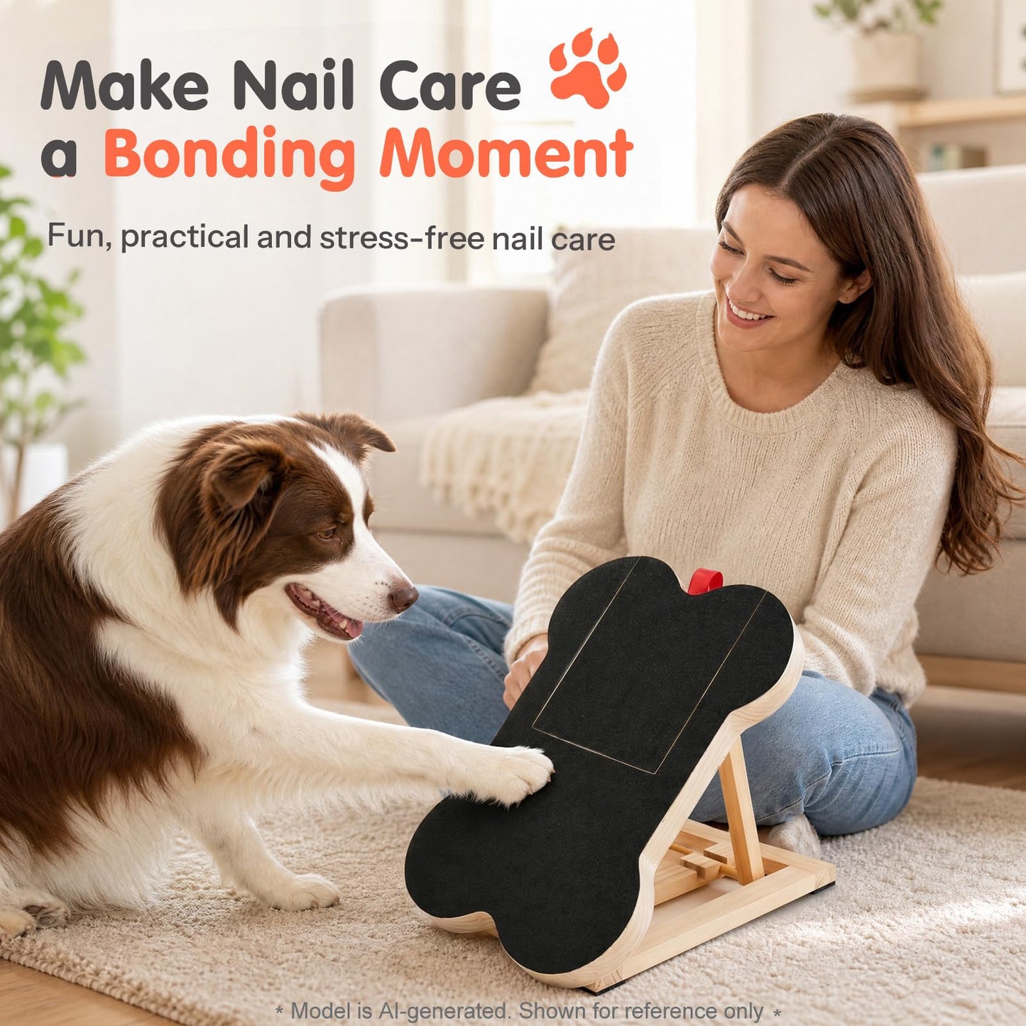 Dog Nail Scratch Board Scratcher Treat Dispenser Non-Slip Wood Sandpaper