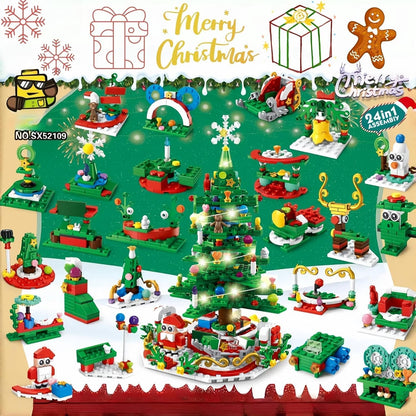🔥Christmas Sale🎁24 Days Christmas Tree Model Kit Building Block Advent Calendar