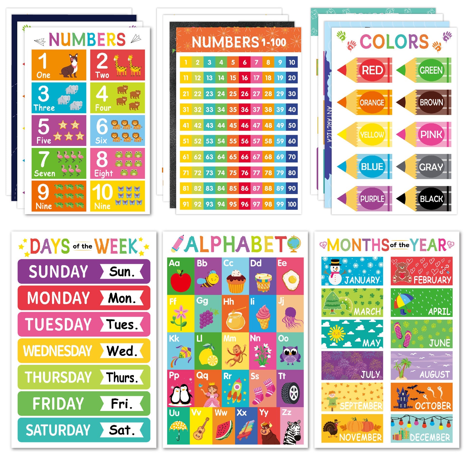 Kids Educational Posters (Set of 18)