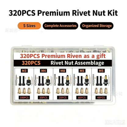 🛠️Head Rivet Nut Tool, M3 M4 M5 M6 M8 Rivnut Kit,Carbon Steel Rivnut Set