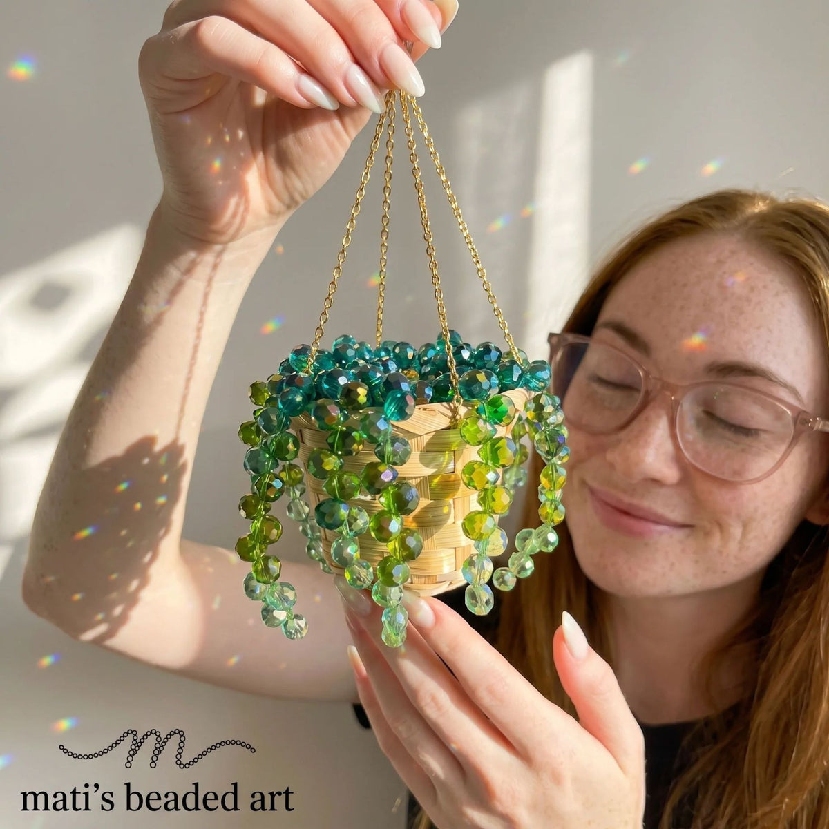 🔥Christmas Sale🎁Woven Basket Beaded Plant DIY Suncatcher Kits - Longer Strands