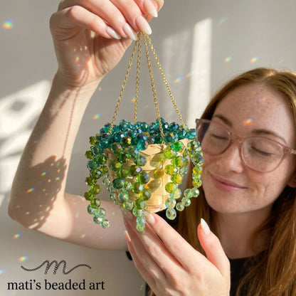🔥Christmas Sale🎁Woven Basket Beaded Plant DIY Suncatcher Kits - Longer Strands