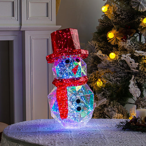 🔥Christmas Sale🎁Christmas LED Light-up Iridescent Snowman RGB Holographic In/Outdoor Figure
