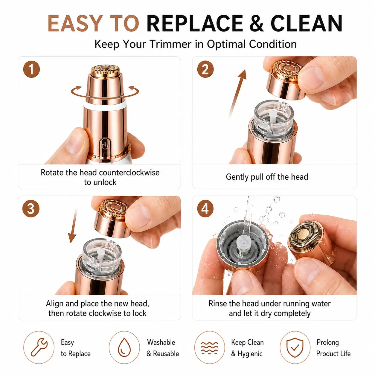 2 in 1 facial & eyebrow hair trimmer for Women