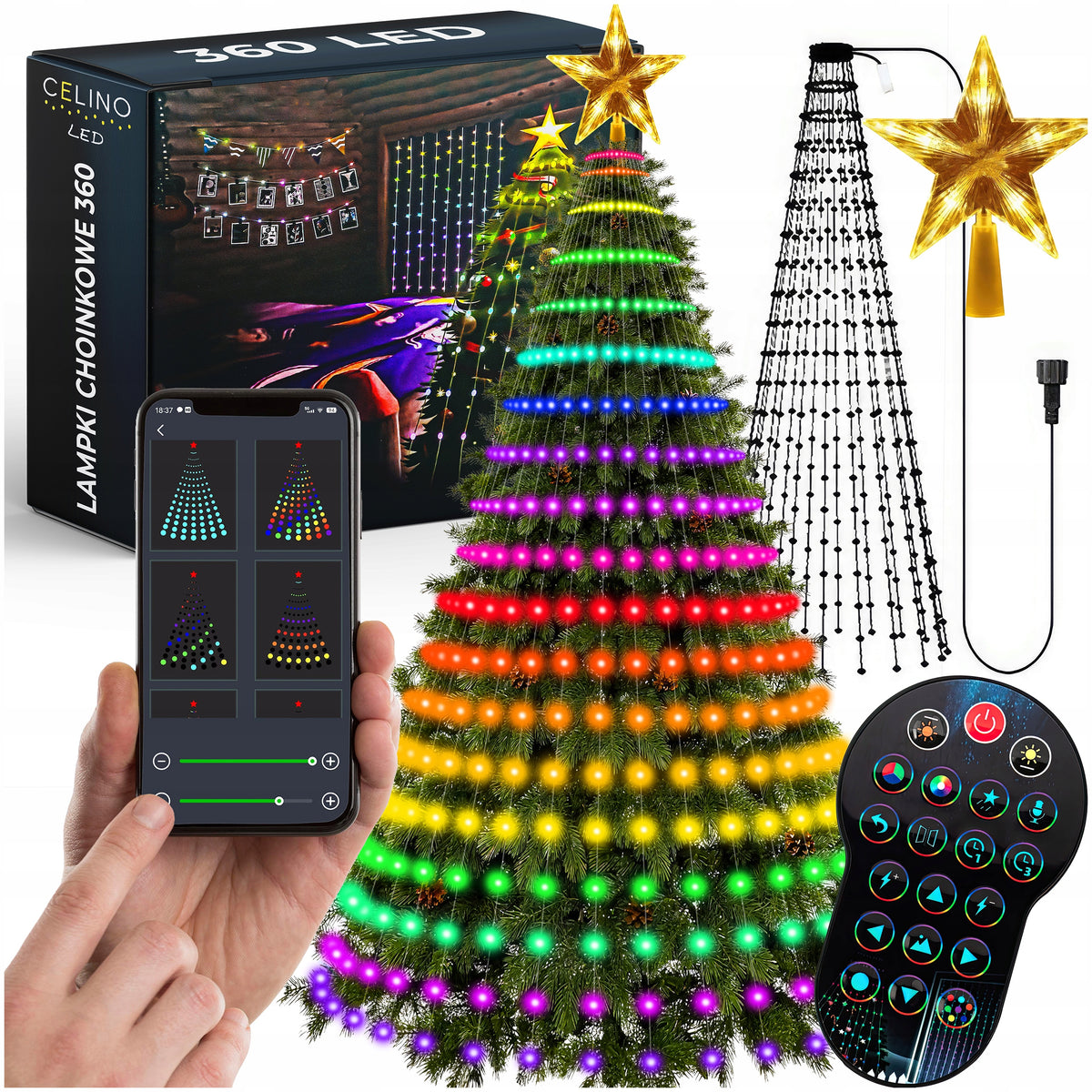 🎄 Smart RGB Christmas Tree Waterfall Lights | DIY Patterns, Music Sync & App Control