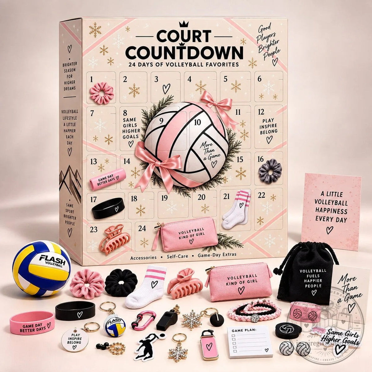 🔥Christmas Sale🎁2026 Volleyball Girl Court Countdown Advent Calendar – 24 Day Christmas Countdown | Volleyball Player Gift