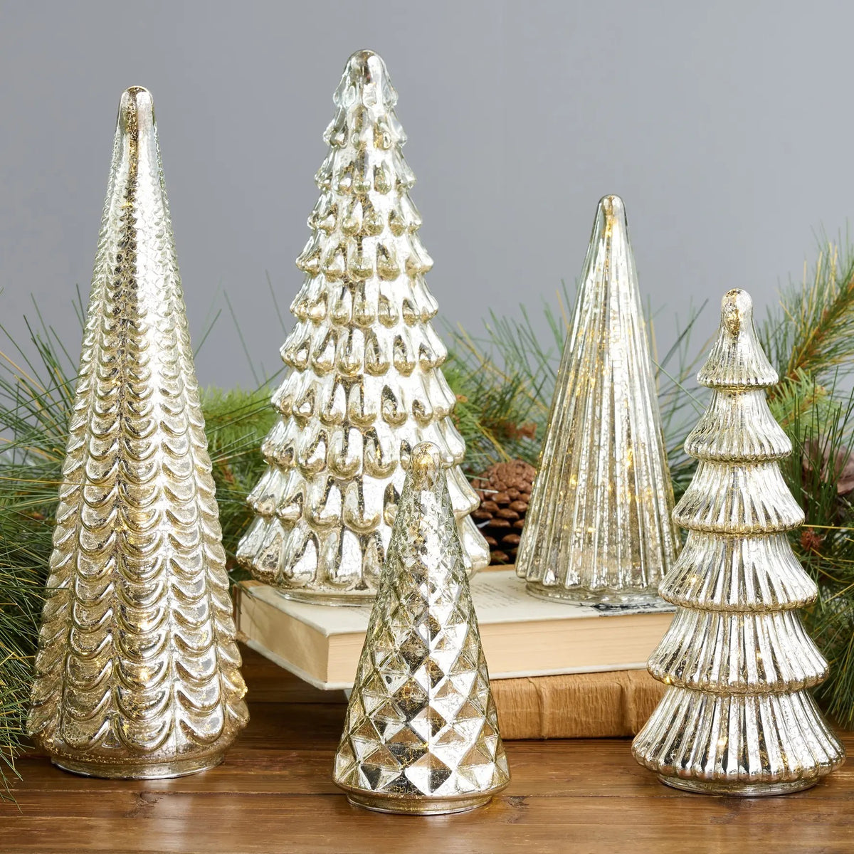 🔥Christmas Sale🎁Set of 5 Illuminated Mercury Christmas Trees