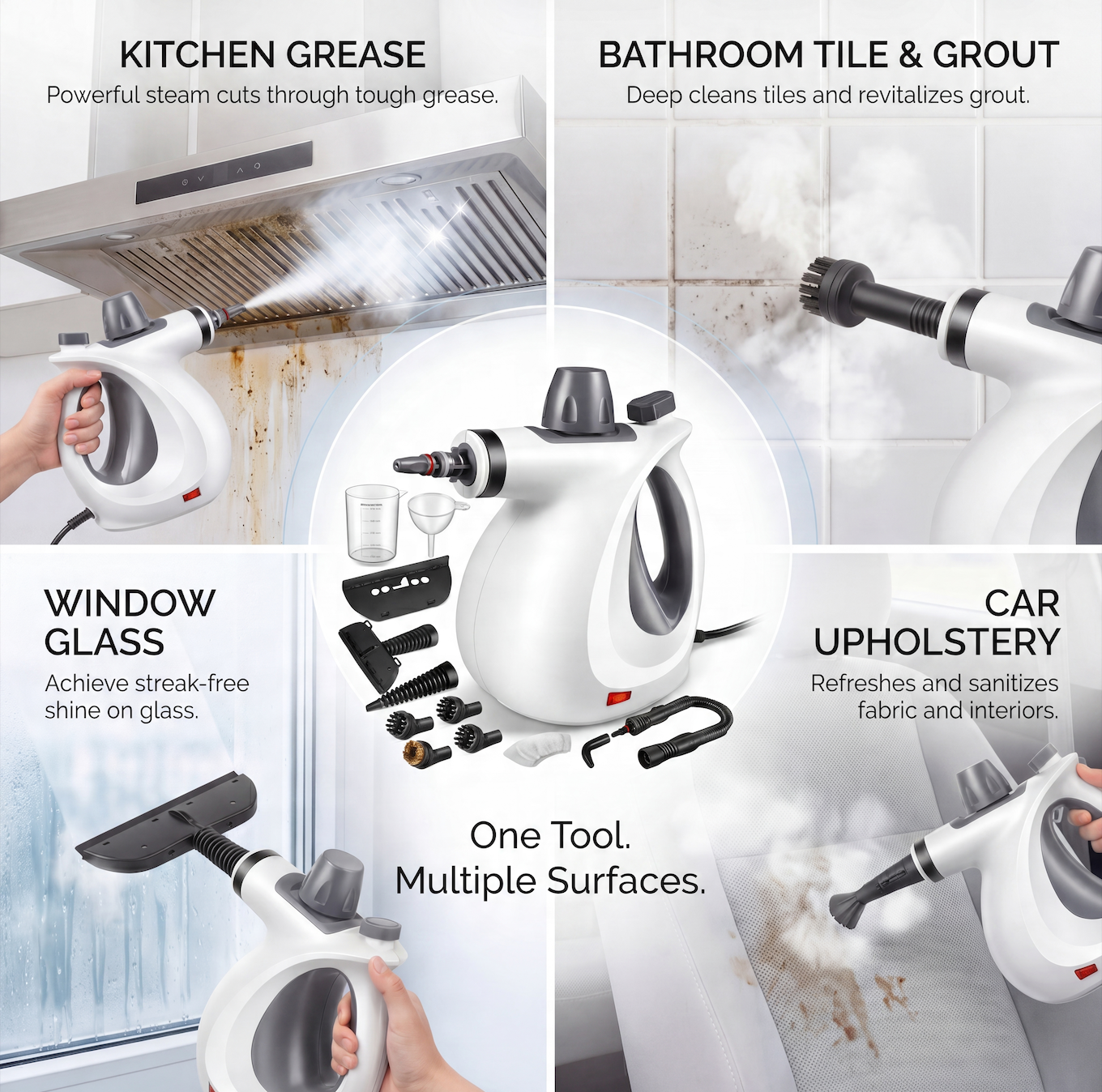 💨Powerful Steam Cleaner for Grease, Grime & Hard-to-Reach Spaces