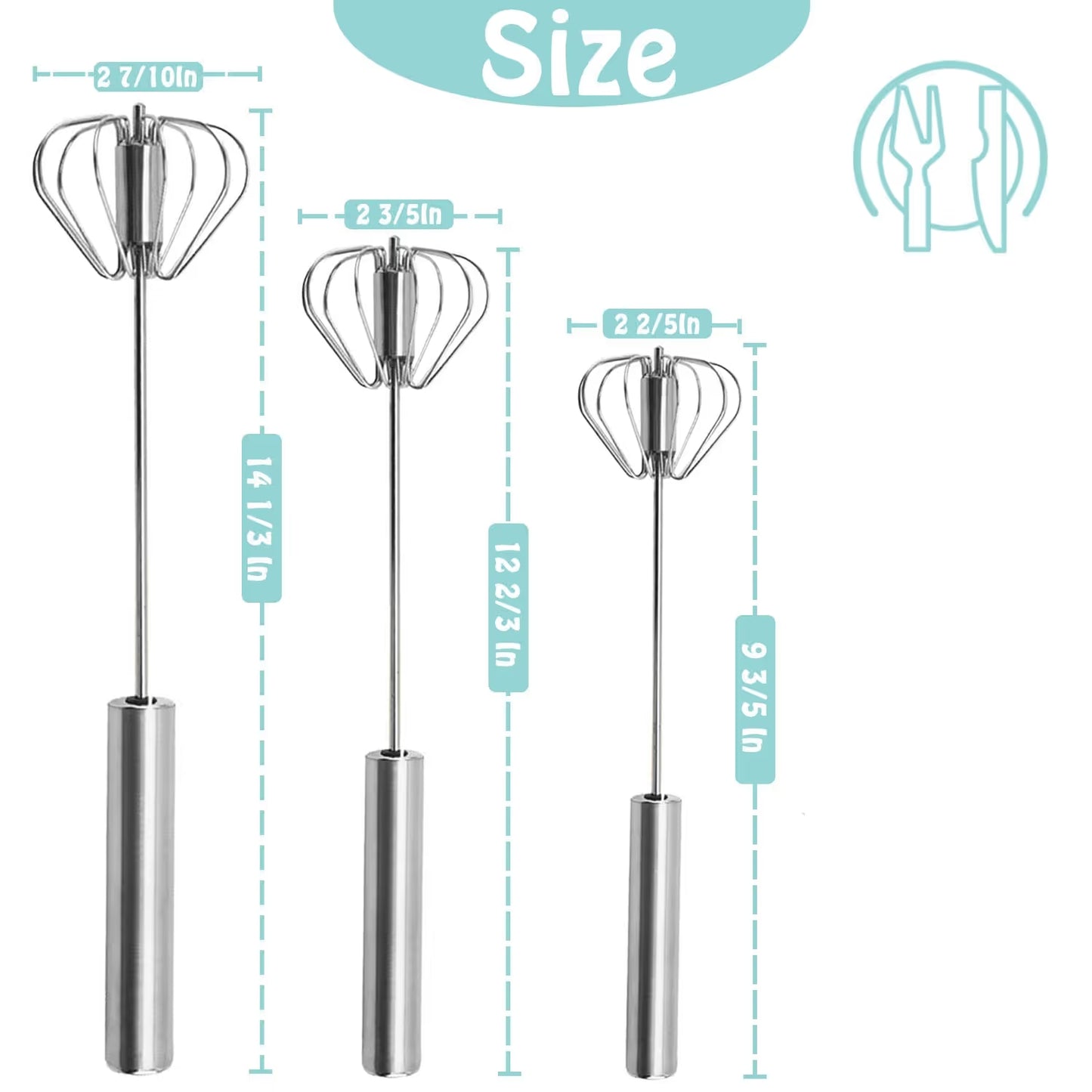 🍰Semi-Automatic Stainless Steel Push Rotary Whisk Set