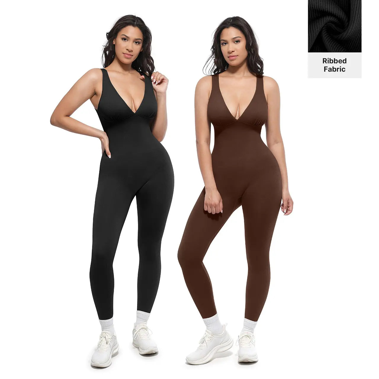 Deep V Shapewear   Breathable High-Waisted Tummy Control Jumpsuit