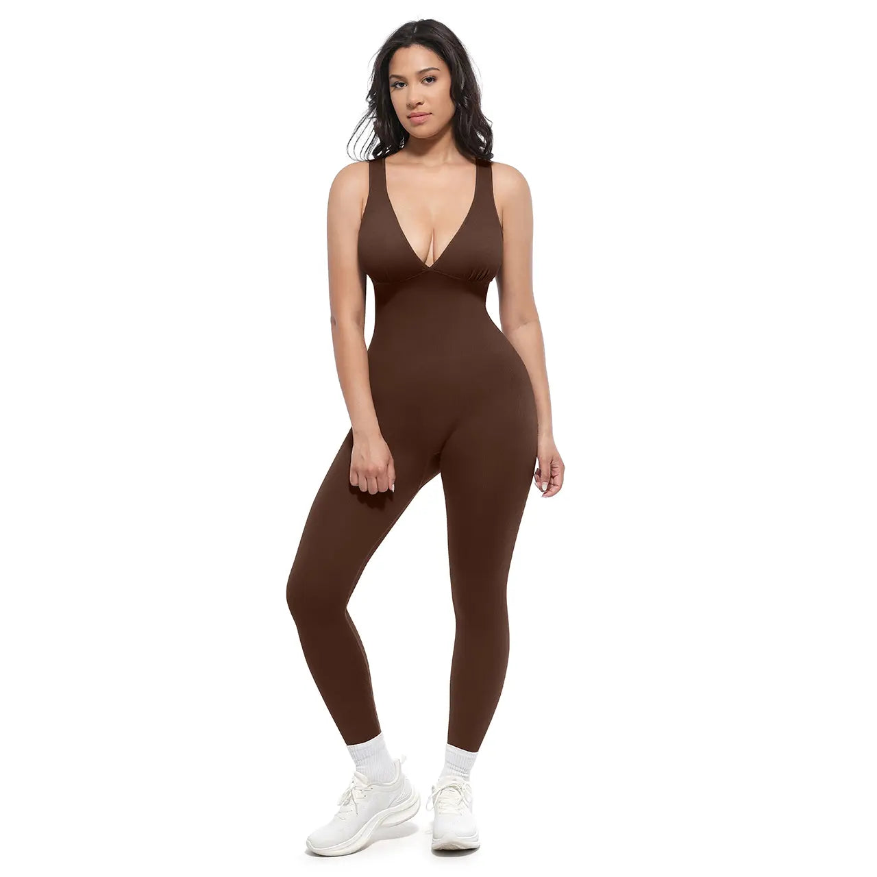 Deep V Shapewear   Breathable High-Waisted Tummy Control Jumpsuit
