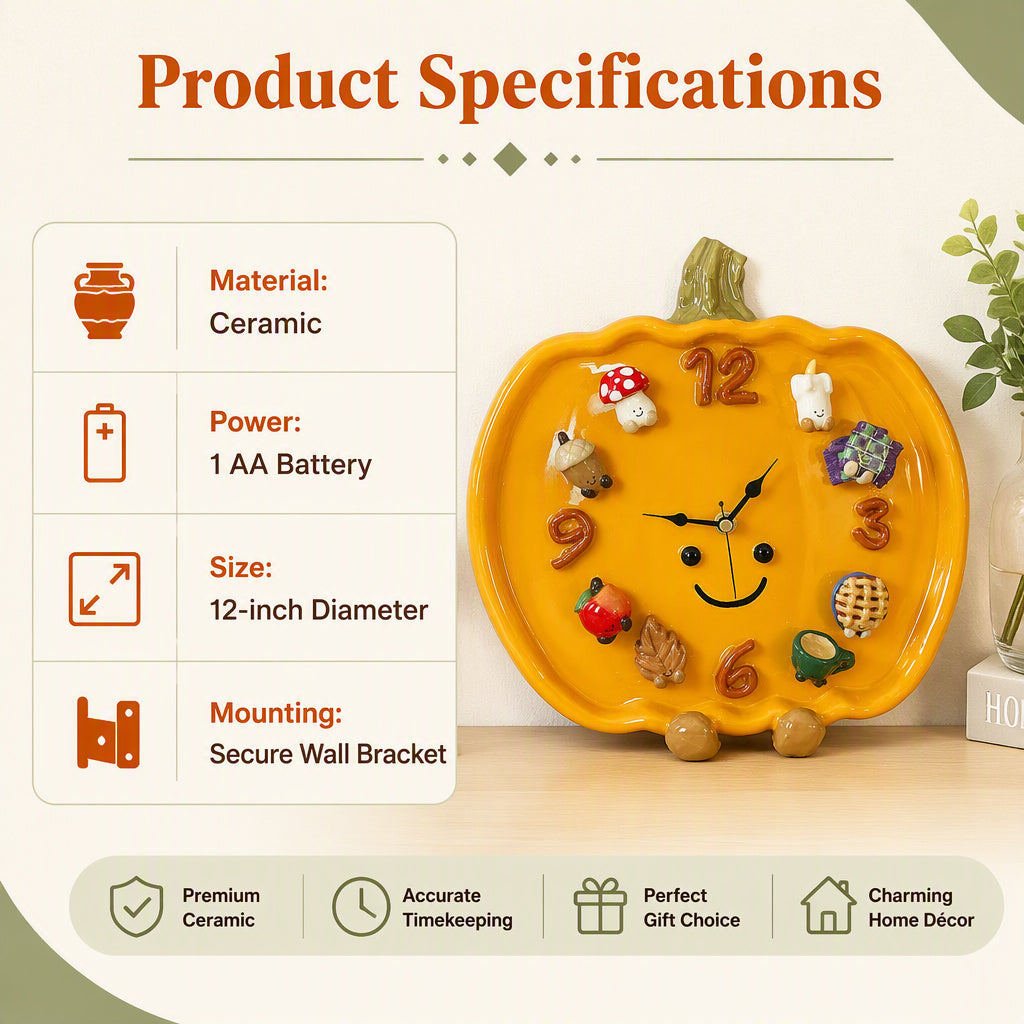 🎃 Pumpkin Smiley Wall Clock