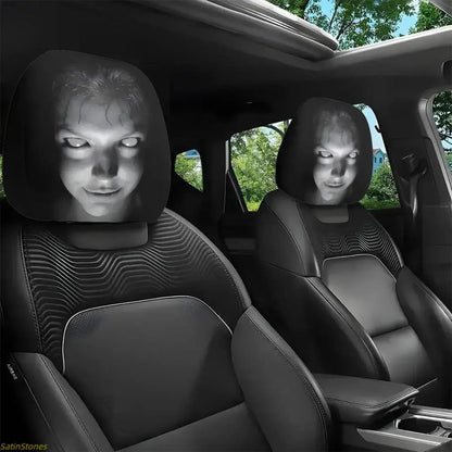 2Pcs Red Devil Eye GM Compatible Car Headrest Covers