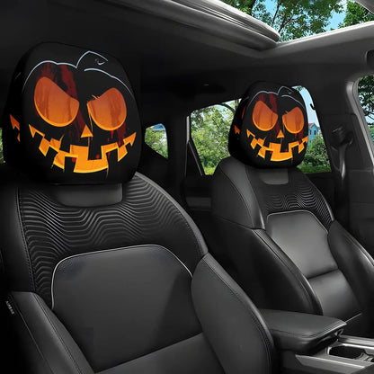 2Pcs Red Devil Eye GM Compatible Car Headrest Covers