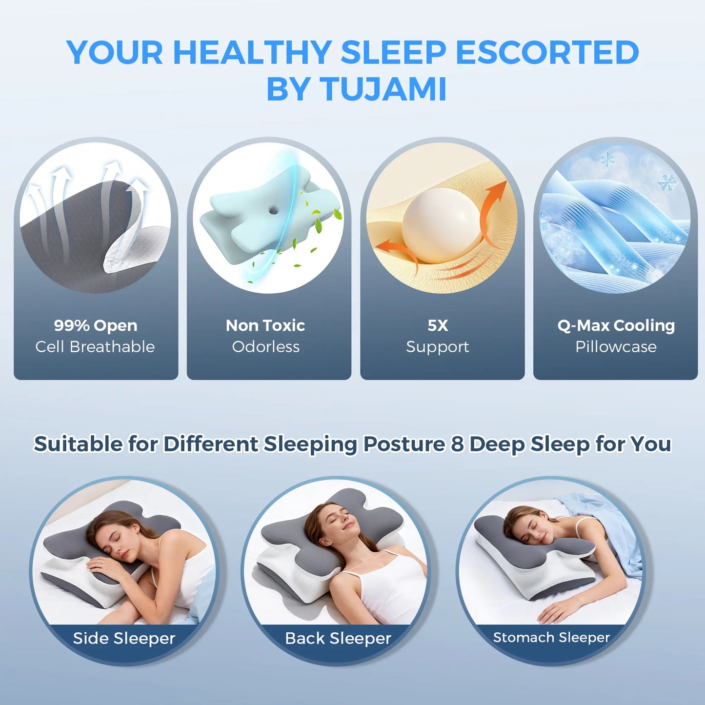 Adjustable Ergonomic Memory Foam Neck Pillows