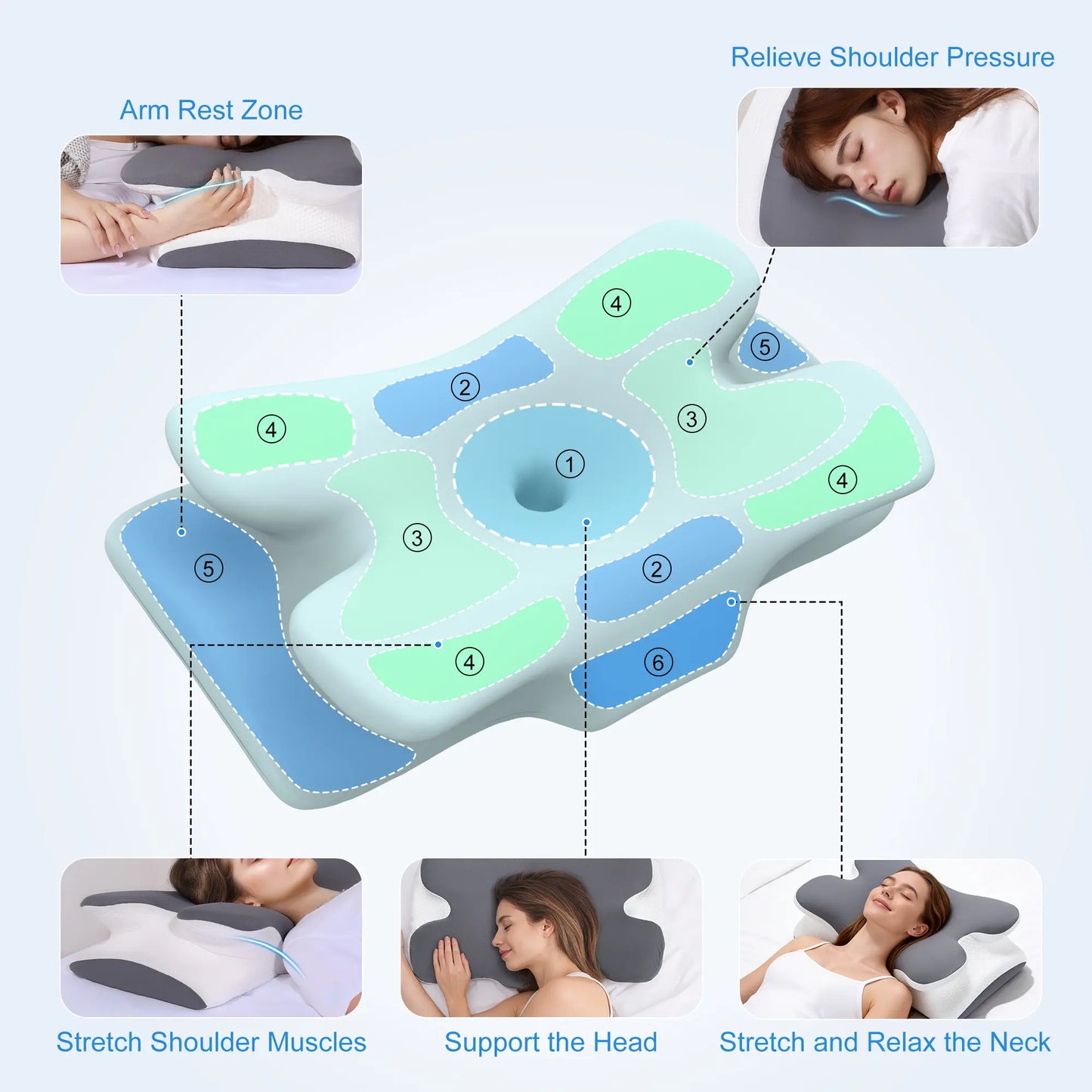 Adjustable Ergonomic Memory Foam Neck Pillows