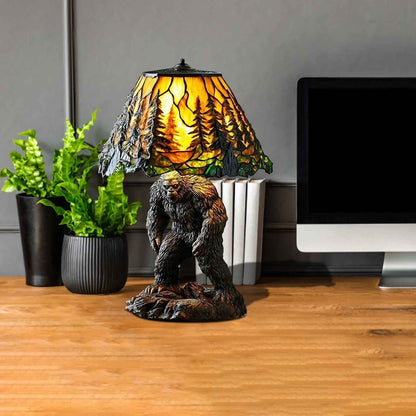 🦍Gorilla Table Lamp,Forest Theme Décor Roaring Ape,Stunted Tree Table Lamp Statue