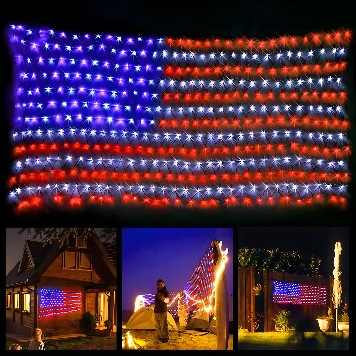 Holiday Special: Patriotic American Flag LED Net Lights
