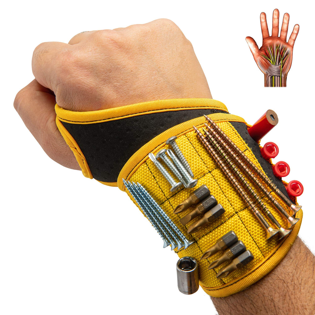 🔥Christmas Sale🎁Magnetic Wristband for Tools Gift for Him Magnet Screw Holder Wrist Support Keeps Screws Nails, Drill Bits Handy Unique Tool Gadgets