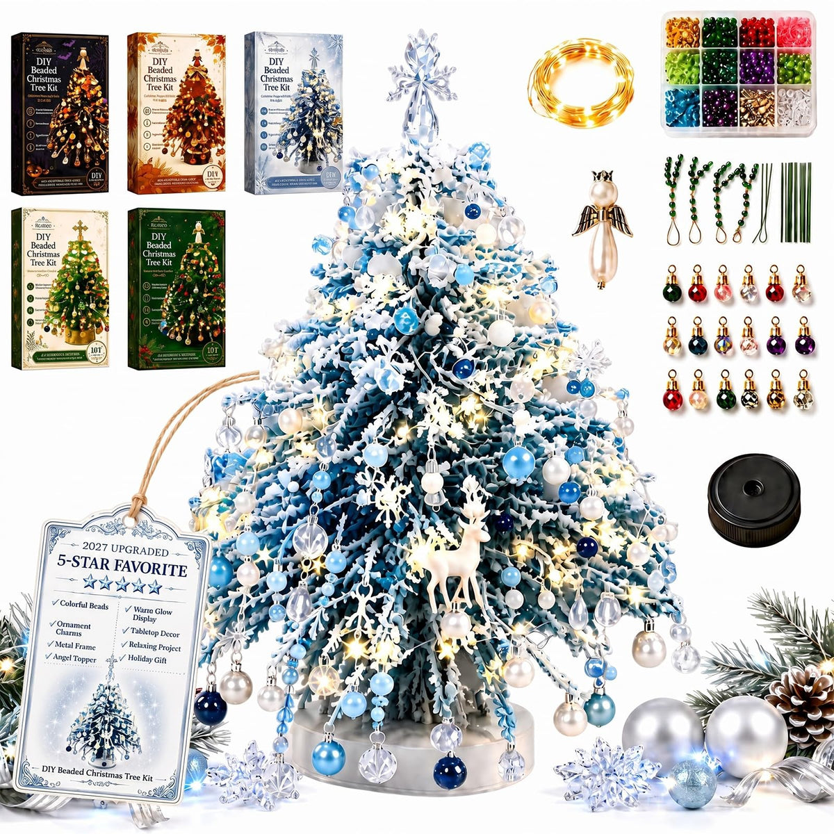 🔥Christmas Sale🎁🎄✨ DIY Beaded Christmas Tree Kit – 🎅Create Your Own Sparkling Holiday Decoration