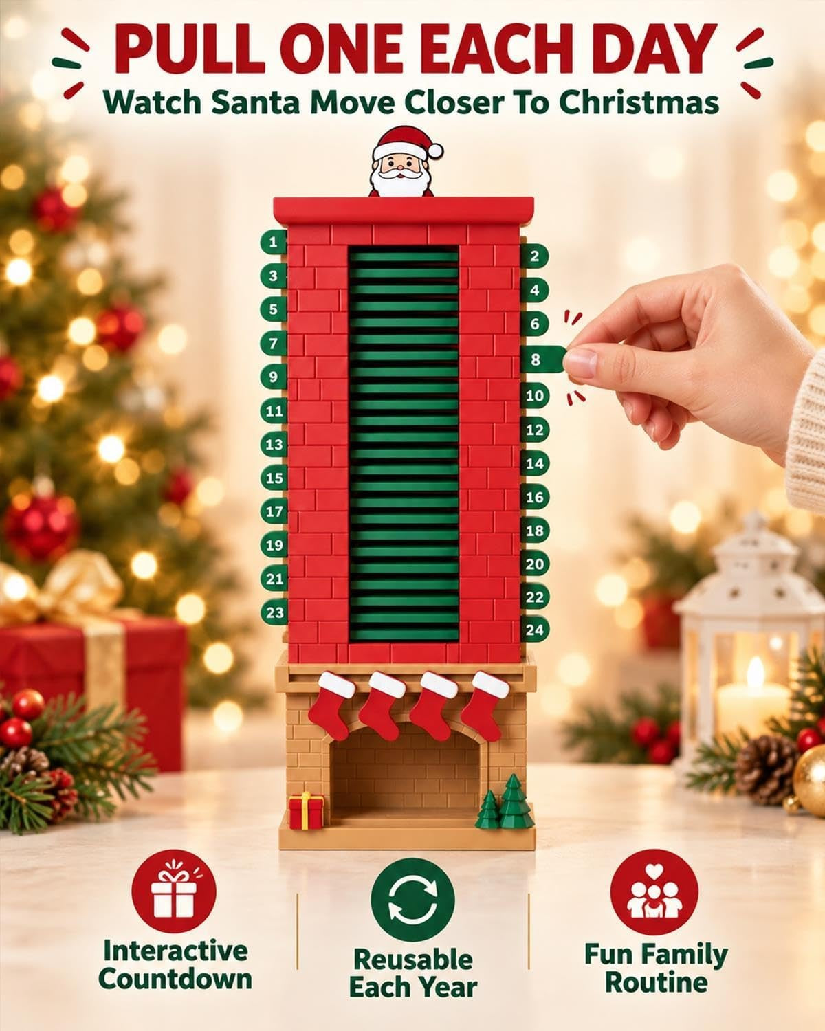 🎅 3D Printed Santa Chimney Advent Calendar – 24-Day Christmas Countdown 🎄