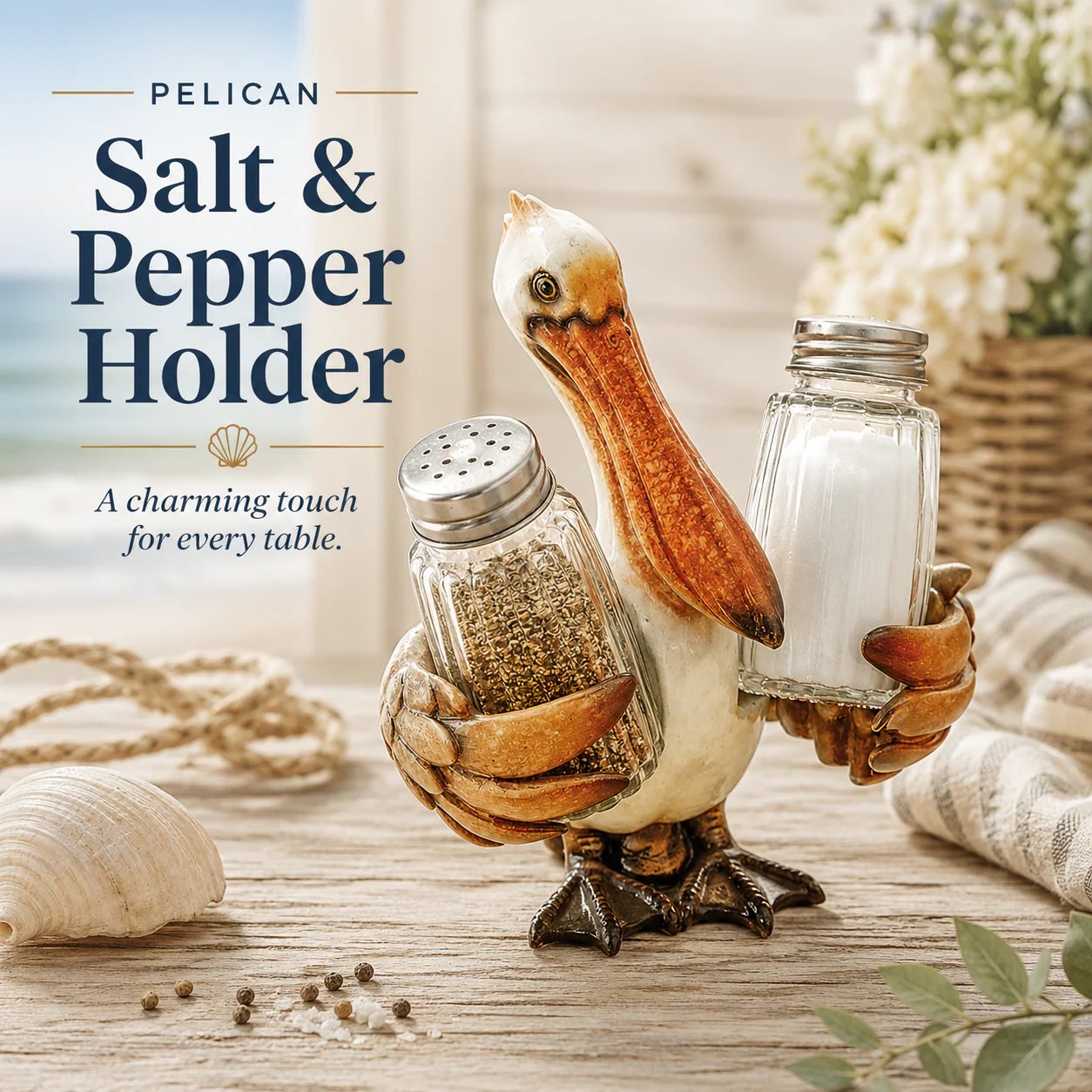 ⚡Hot Sales 🔥Coastal Animal Salt & Pepper Shaker Holder Set