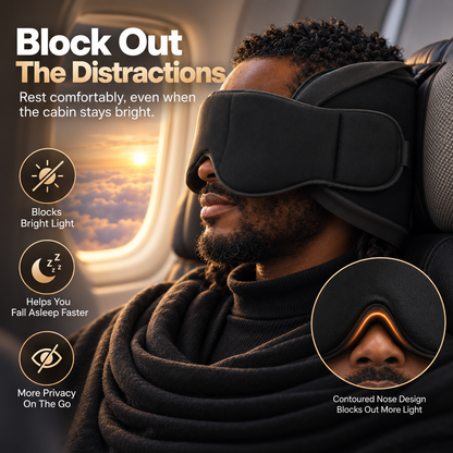 ✈️ 3-in-1 Travel Sleep Support – Block Light, Support Your Head & Rest More Comfortably