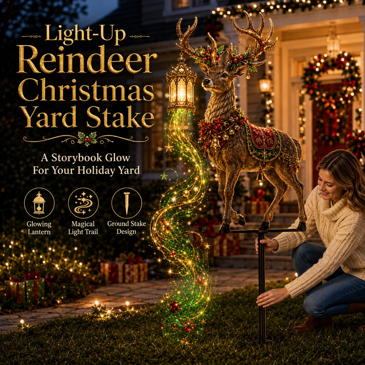 ✨🦌Light-Up Reindeer Christmas Yard Stake