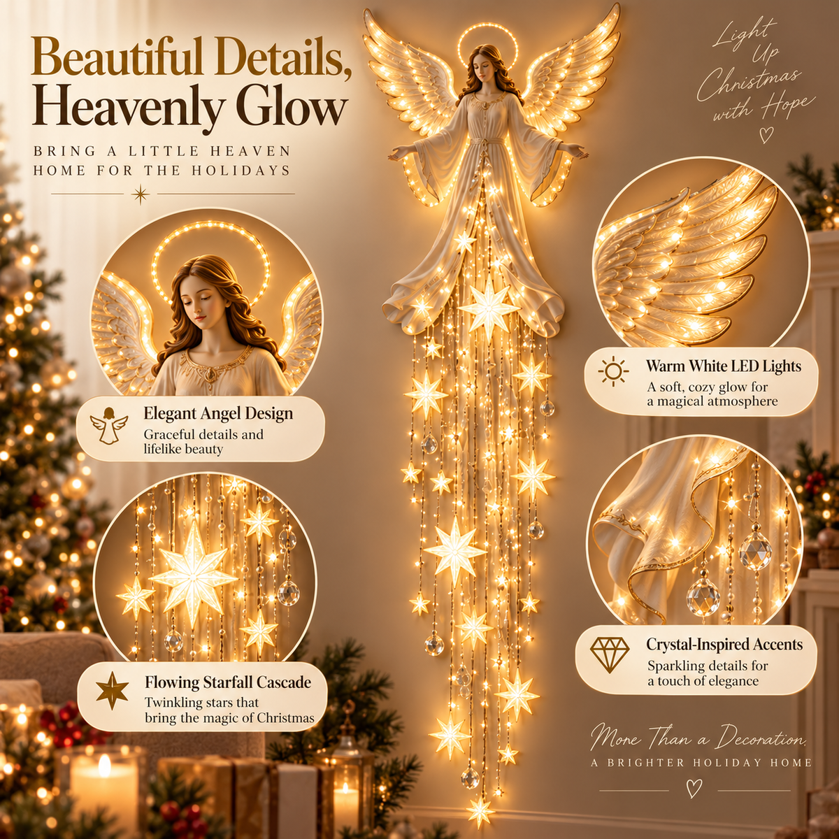 ✨ Angel Blessing Starfall Wall Light™ – Heavenly Christmas Wall Decor