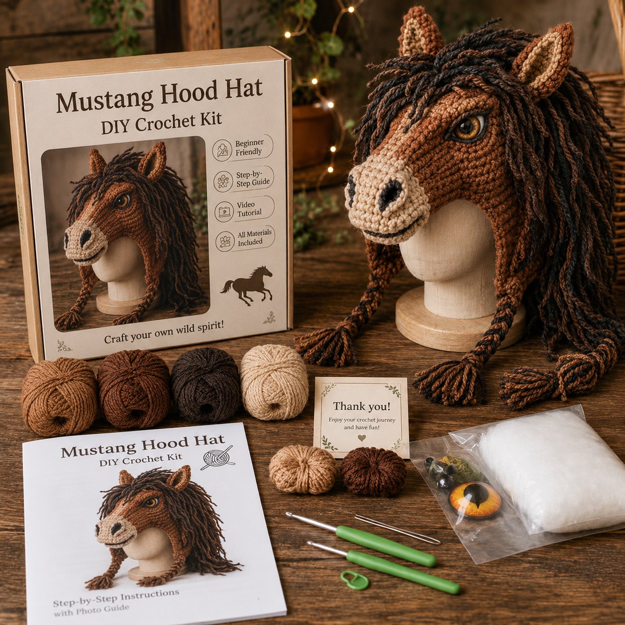 🔥 LAST DAY 49% OFF – 🐾✨ Animal Hood Hat DIY Crochet Kit | Premium Soft Yarn Materials with Step-by-Step Guide DIY Handmade Wearable Animal Character Hood 🧶🎭✨