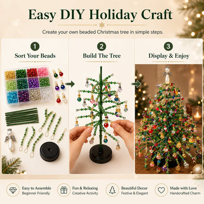 🎄✨ DIY Beaded Christmas Tree Kit – 🎅Create Your Own Sparkling Holiday Decorationvv