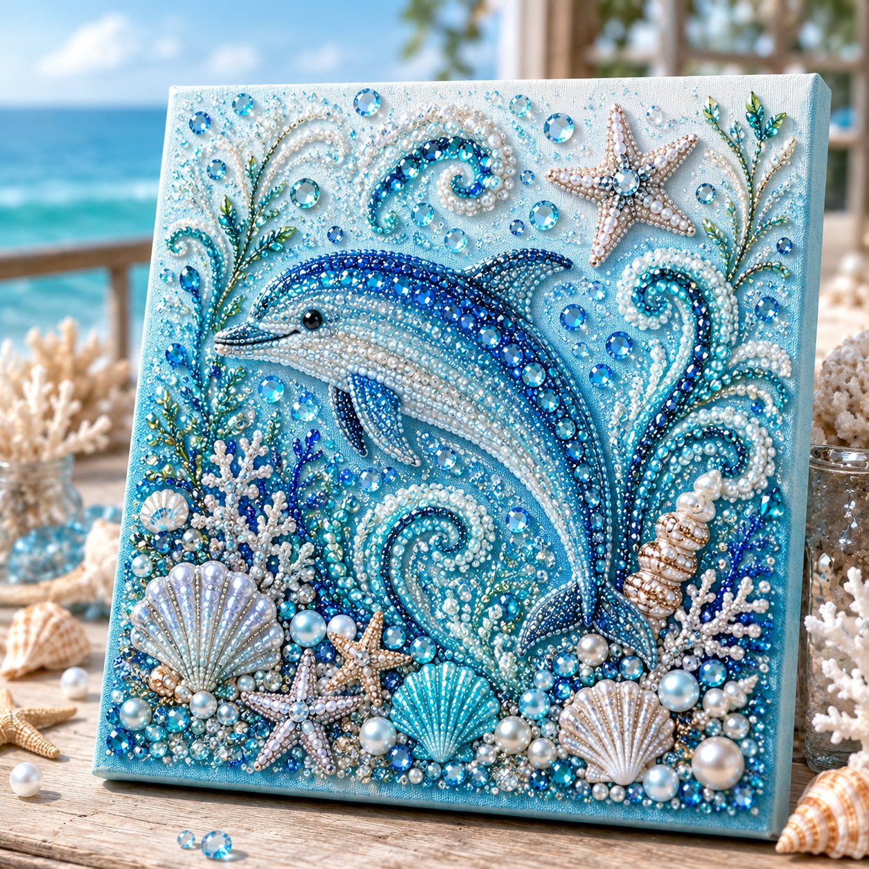 🌊✨💯Ocean Theme Pearl Art DIY Kit – Relaxing DIY Craft to Create Stunning Coastal Artwork