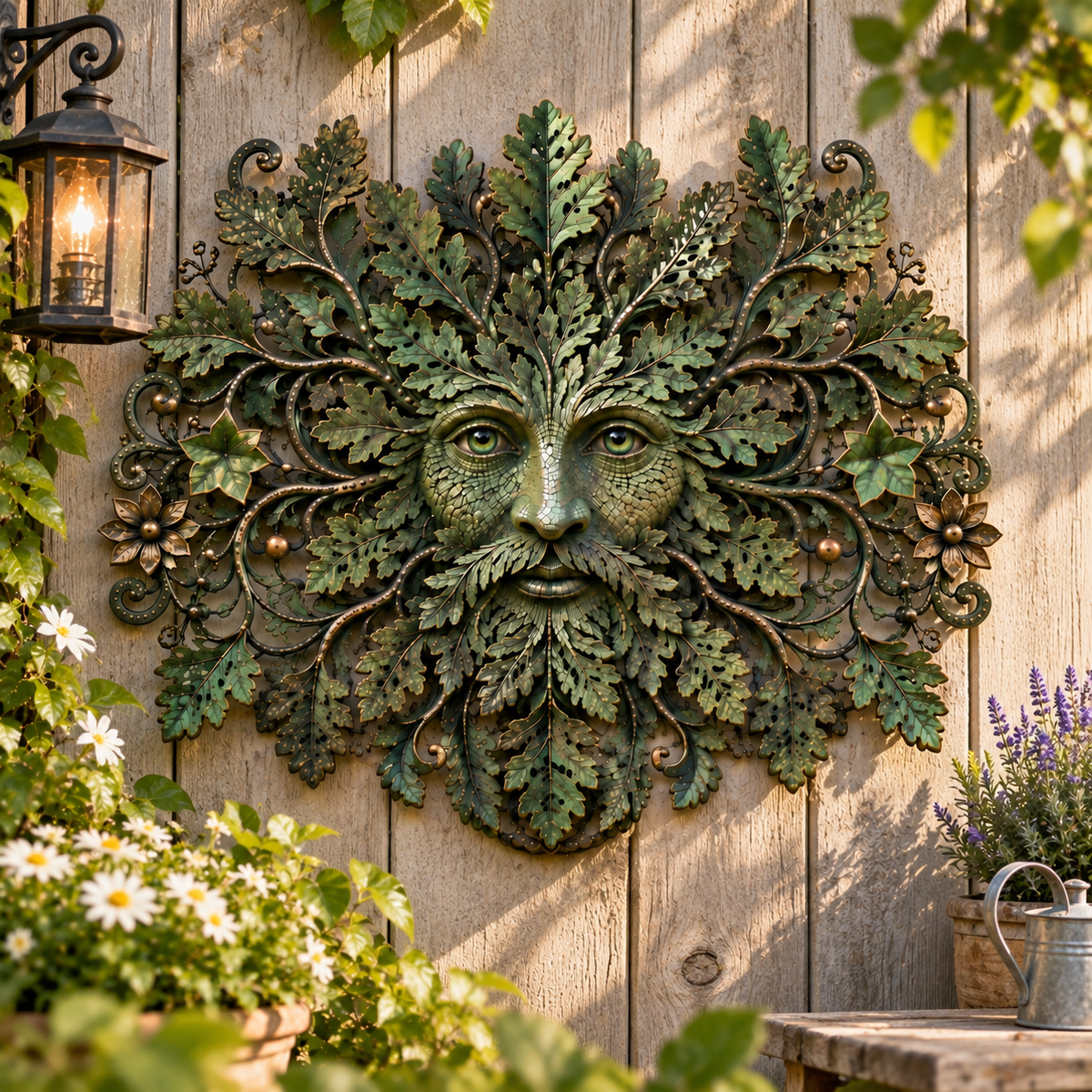 Green Man Forest Spirit Metal Wall Decor
