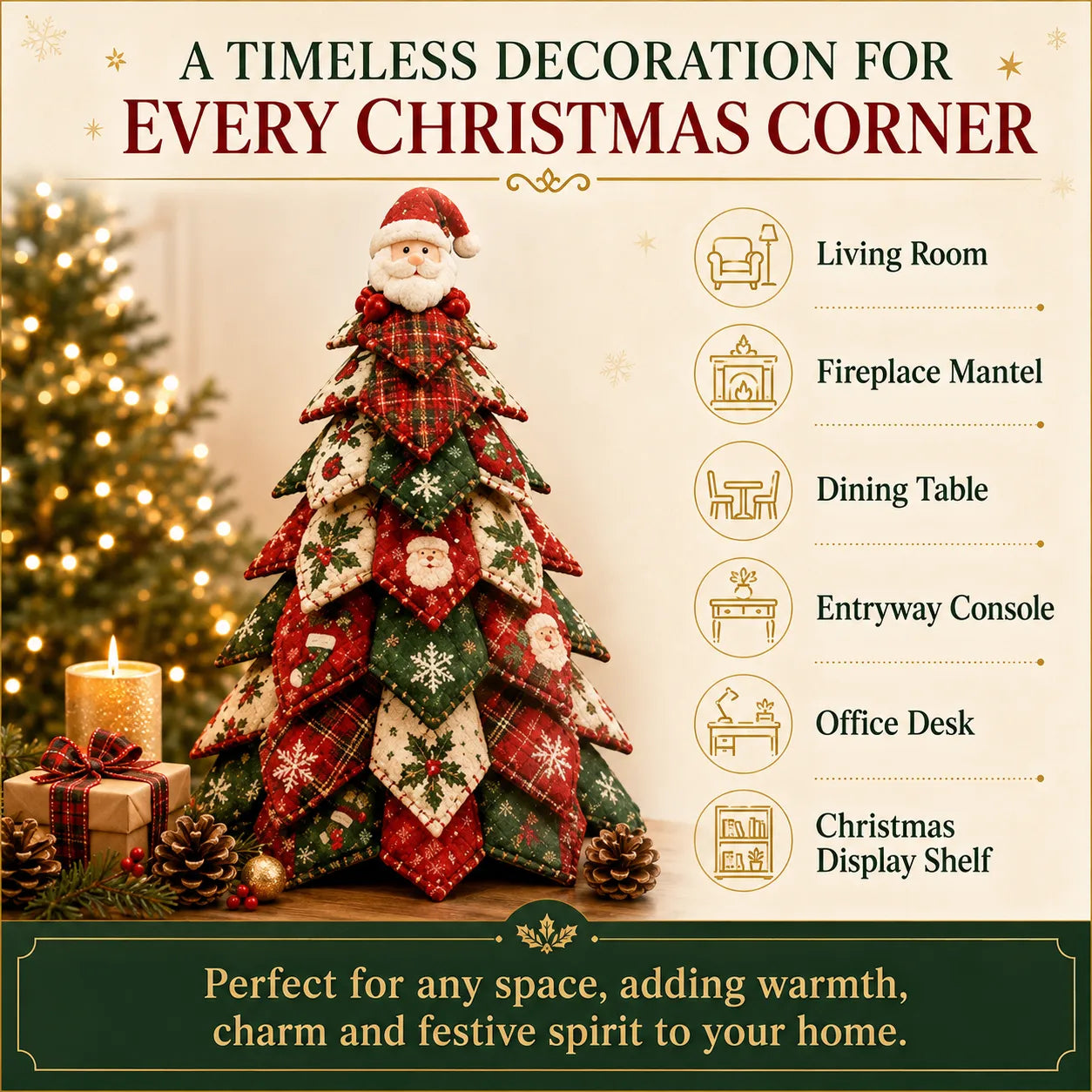 🎄🧵DIY Quilted Christmas Tree Kit – Handmade Fabric Holiday Tabletop Tree Decor
