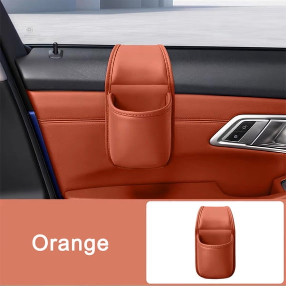 Large PU Leather Car Door Cup Holder & Storage Pocket