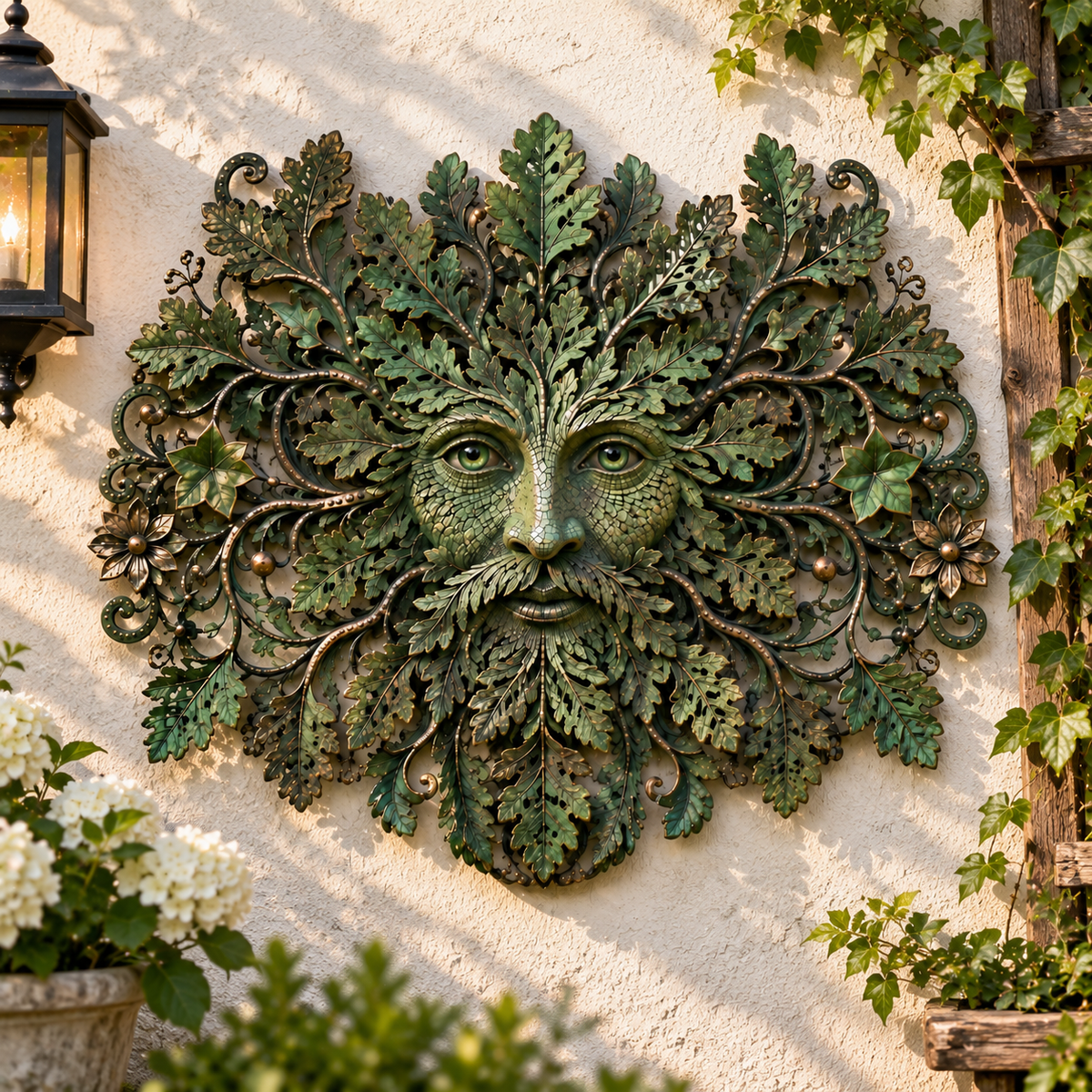 Green Man Forest Spirit Metal Wall Decor