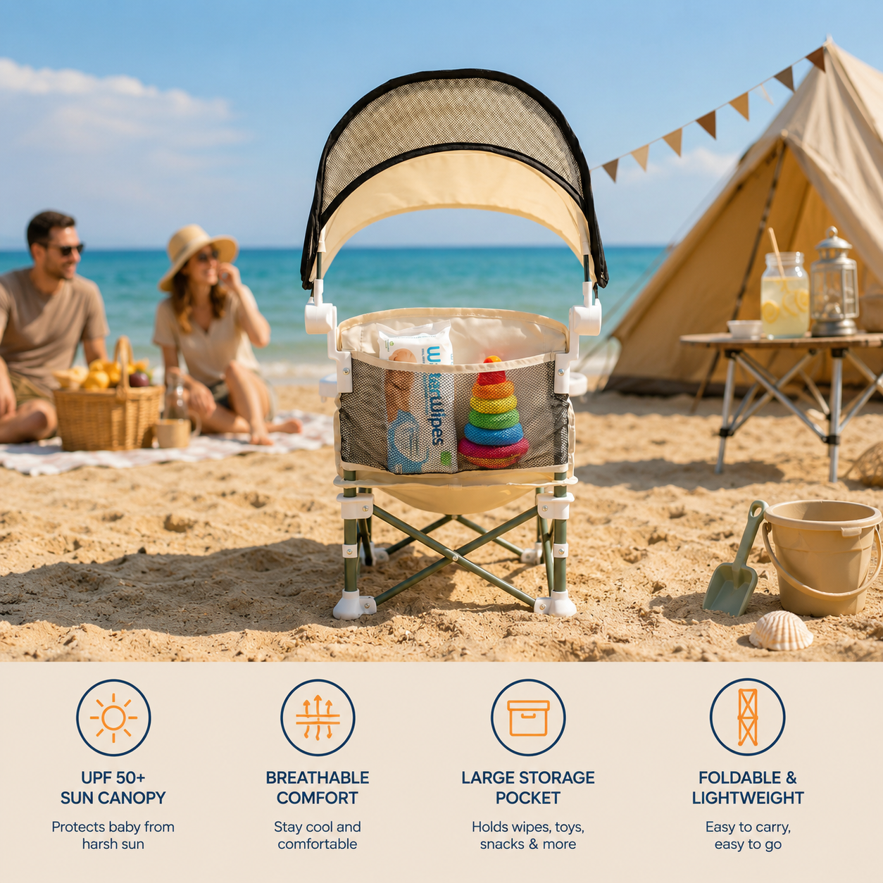 👶 Portable Baby Travel Seat | Feed Anywhere, Fold in Seconds