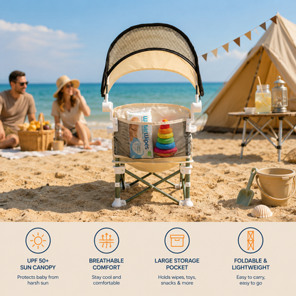 👶 Portable Baby Travel Seat | Feed Anywhere, Fold in Seconds