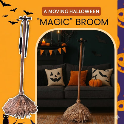 🧙‍♀️Self-Moving Halloween Witch Broom: Motion-Activated Spooky Decor