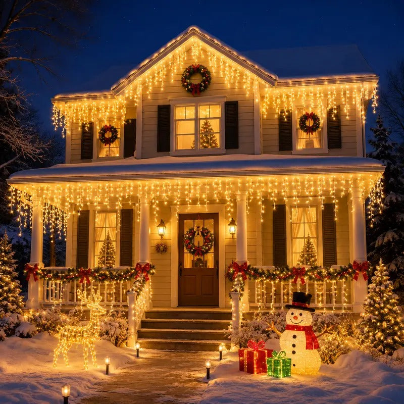 🔥Christmas Sale🎁Christmas Icicle Lights Outdoor, 164FT 1600 LED Remote-Controlled Plug-In Connectable String Lights, 8 Modes, IP65 Waterproof for Roof Eave, Gutters, House, Patio, Tree, Holiday Xmas Decor