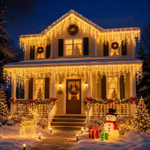 🔥Christmas Sale🎁Christmas Icicle Lights Outdoor, 164FT 1600 LED Remote-Controlled Plug-In Connectable String Lights, 8 Modes, IP65 Waterproof for Roof Eave, Gutters, House, Patio, Tree, Holiday Xmas Decor