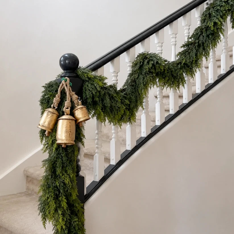 🎄 6ft Real Touch Artificial Cedar Garland | Lifelike Winter Pine Greenery for Christmas Mantle