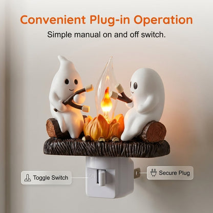👻Ghost Campfire Night Light-Funny Halloween Nightlight Indoor Decorations✨
