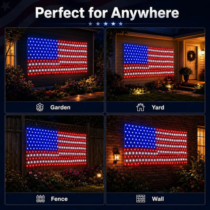 🇺🇸Super Bright American Flag Net Lights for Patriotic Holiday Decor