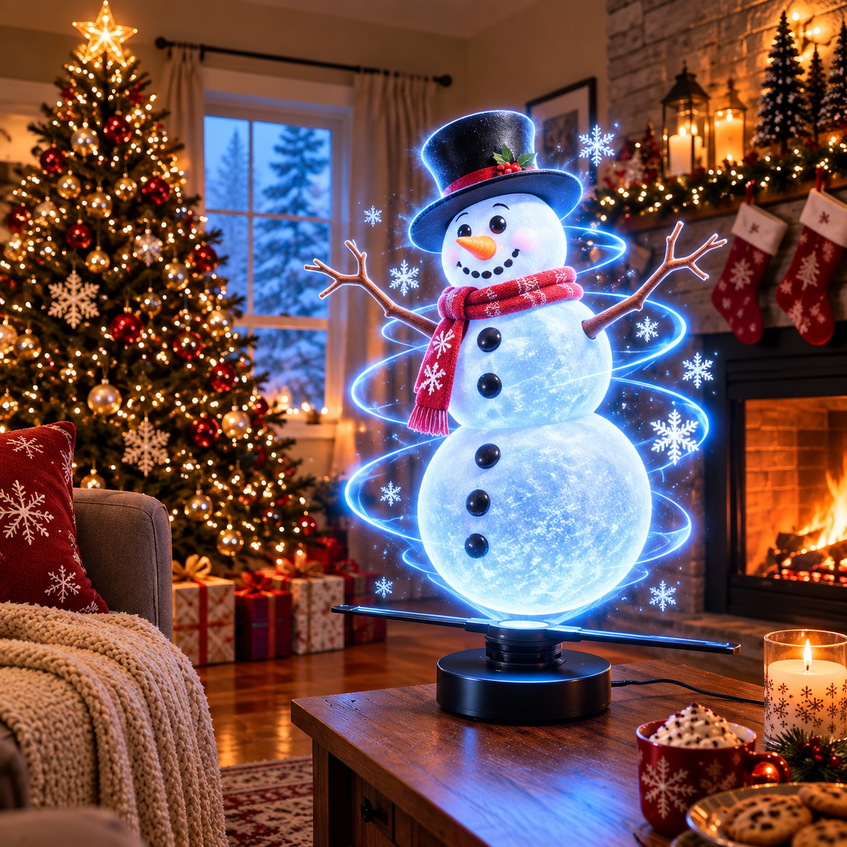 🎄LED Lamp Beads Christmas Naked Eye Holographic 3D Projection Fan