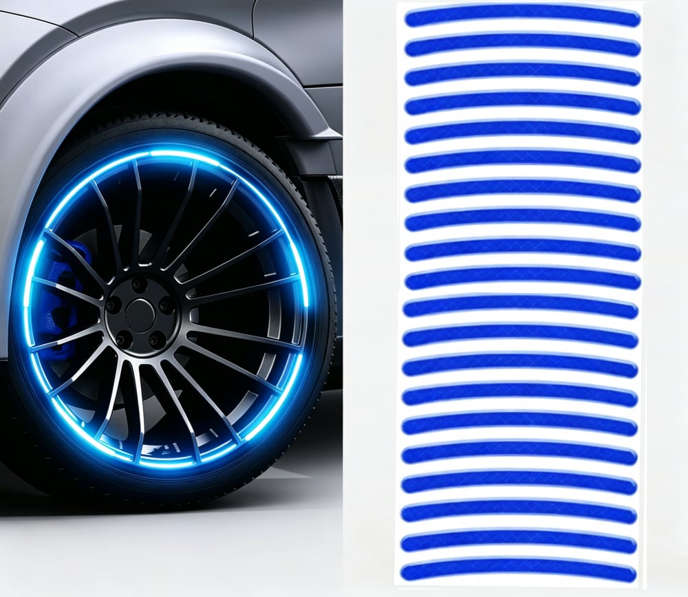 20 PCS Creative Wheel Hub Rim Reflective Stickers