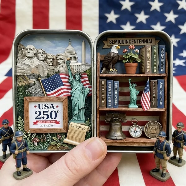 🔥 ❤️🗽USA 250th Anniversary Pocket Diorama Tin